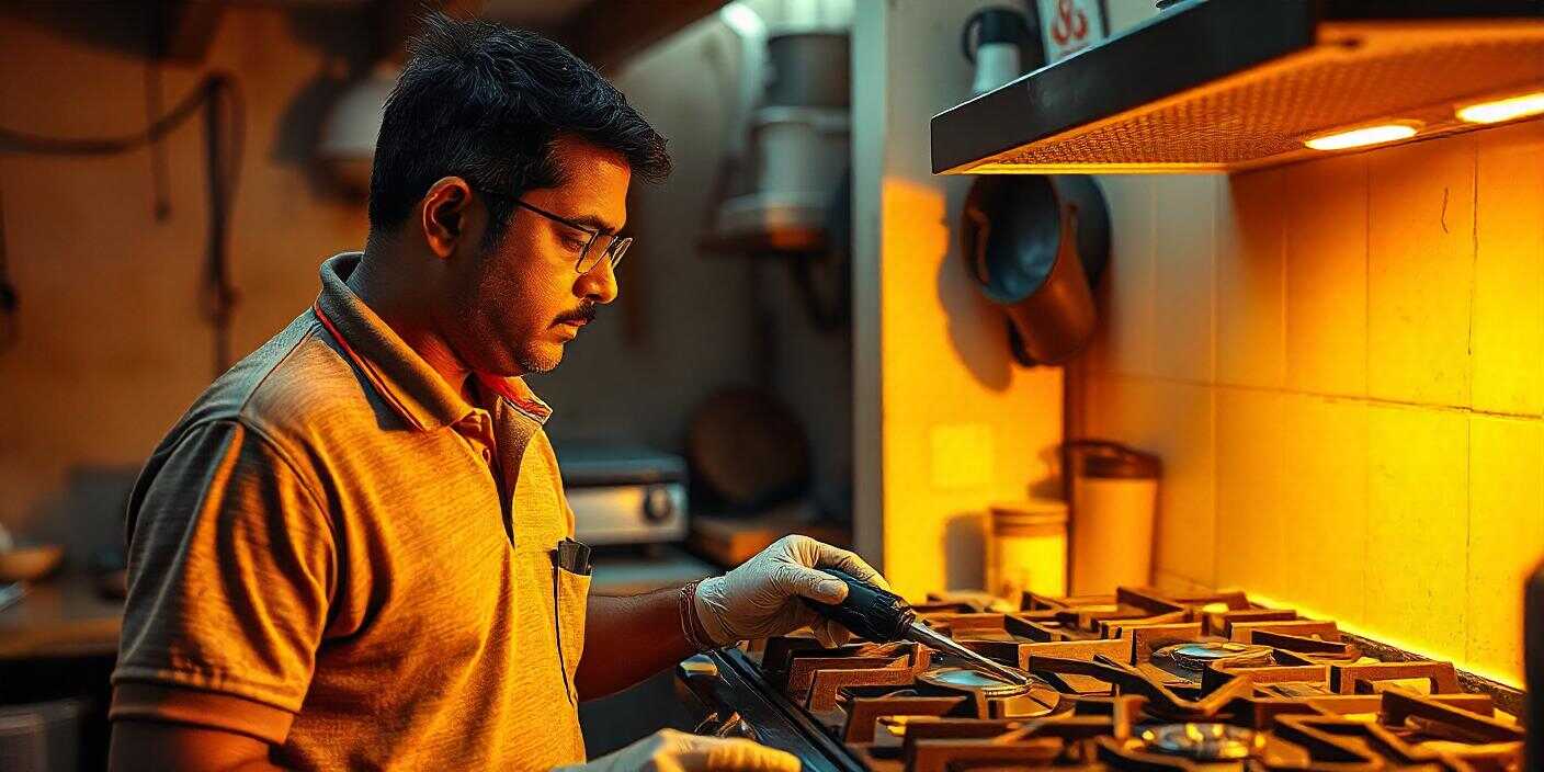 Faulty Bosch gas burner being fixed by an expert